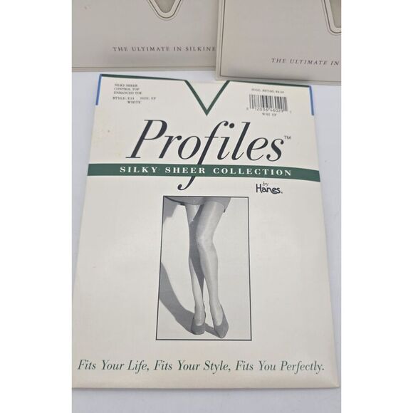 EF 1995 Hanes Silk Reflections PEARL & Profiles WHITE Control Top / lot of 3 - Picture 4 of 9
